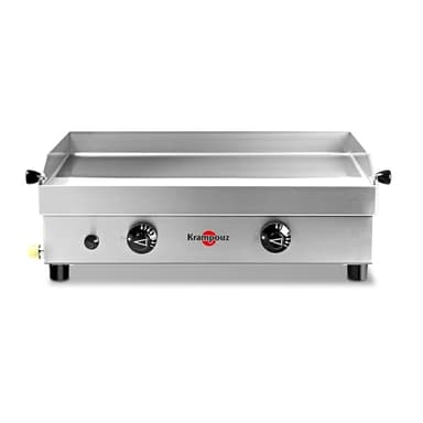 KRAMPOUZ Plancha Gaz SAMBA - Plaque de Cuisson en Inox 54 x 33 cm - 3000 Watts - 2 Zones de Cuisson - 2 Brûleurs en Acier Inoxydable - Nettoyage Facile - Fabriquée en France - Réf PFSB2MA-KR