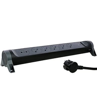 LEGRAND - Multiprise Rotative Avec Interrupteur à Voyant LED et Protection Parafoudre - 6 Prises Surface avec Terre - Cordon 1,5m - Noir et Gris Foncé