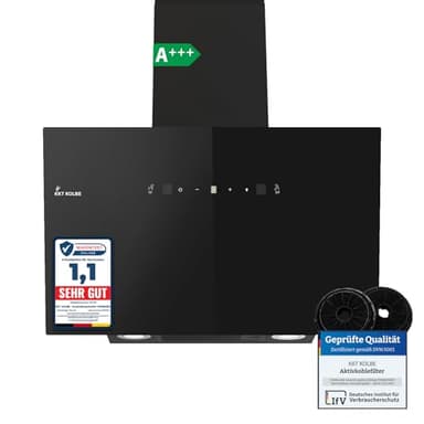 KKT KOLBE Hotte aspirante 80 cm | Air de circulation d'air évacué | 782 cbm/h | capuchons muraux sans tête | noir | verre | contrôle gestuel | Commande tactile du capteur | Éclairage LED | TRIO8025S