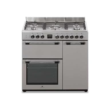 Cuisiniere piano gaz 3 fours électriques CONTINENTAL EDISON CECP903FIX 5 feux - Inox - Largeur 90 cm
