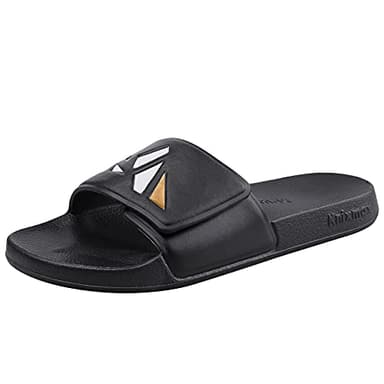Knixmax Claquette Hommes Femmes Sandales de Piscine et Plage Claquettes Sandale été,Léger et Confort et Antidérapantt,Crochet et Boucle Réglables,Noir EU 42-43