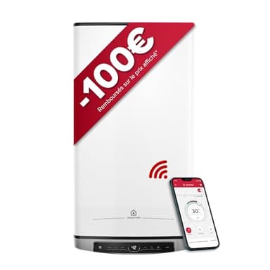 Ariston Velis Evo Dune Dry WiFi 65L Chauffe-Eau Plat Multiposition, Résistances DRY x2 Anti-Calcaire, 25% Économie d'Énergie, Certifié NF, Garantie Remplacement à Vie*