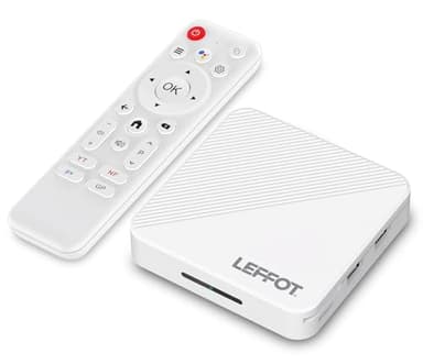 LEFFOT Android 14 TV Box 2025, 4K Ultra HD Boitier TV Android, 2Go RAM + 16Go ROM, 4K@60Hz Sortie Vidéo, Boitier IP-TV avec Contrôle Vocal, WiFi 6, BT 5.4, HDR10, RK3518 Quad-Core A53