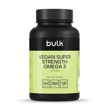 Bulk Gélules Végétaliennes Aux Omega 3, 1 200 mg d’huile d’algues, 384 mg de DHA et 128 mg d’EPA par portion, haute concentration, Vegan, Super Strength, 60 Gélules