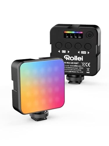 Lumiere Video, Rollei Lumis Mini RGB Panneau LED Apparreil Photo 360 2500~9000K CRI 95+ avec Batterie Rechargeable Intégrée, Éclairage Continu Portable pour Reflex DSLR, Lumiere-Photo-Lampe-LED-Video