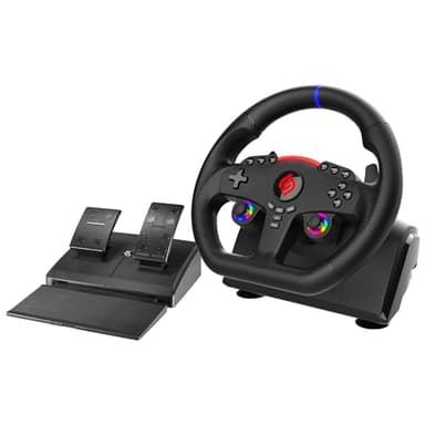 Subsonic - Volant Superdrive 270 GT-5. Volant PS5 LED Double Joystick pour Jouer à GTA - Rotation 270°, Pédales et Palettes de Changement de Vitesse. Compatible PS5 et PC - Noir