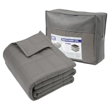 Harbour Housewares Couverture Lestée avec Sac de Rangement - 150 x 200cm - 8kg - Gris - 1x Lourd Adulte Coton Lit Couverture Jet avec des Perles de Verre | Construction à 7 Couches | Anxiété Thérapie