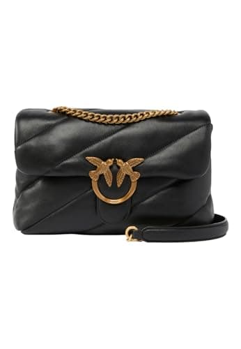 Pinko LOVE CLASSIC PUFF CL SHEEP NAP, Sac à main femme, Z99Q_NERO-ANTIQUE GOLD,