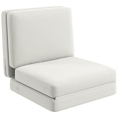 HOMCOM Canapé Convertible 1 Place Pliable Fauteuil Paresseux chauffeuse 1 Place canapé-lit en Velours Charge 240 kg, pour Salon, invités, 75 x 268 x 18 cm, crème