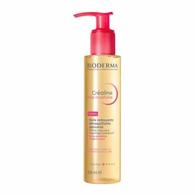 BIODERMA Créaline huile micellaire - Nettoie, démaquille, apaise - Élimine le maquillage waterproof des yeux et des lèvres - Peaux Sensibles - Flacon pompe 150 ml