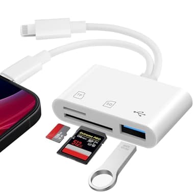 flintronic Lecteur de Carte SD pour iPhone, 3 en 2 Adaptateur Carte SD pour Micro SD/SD/TF/USB, Lecteurs Carte Mémoire Externes, Lecteur de Carte Micro SD/SD/TF/USB pour iPhone/iPad/Android