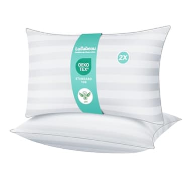 Lullabeau Oreiller 50x70 cm Lot de 2, Oreillers doux Moelleux, Qualité Hôtelière de Luxe, Oreillers Classiques, Coussin Respirant et Doux, Lavable, Idéal pour Dormeurs sur Le Côté, Le Dos et Le Ventre