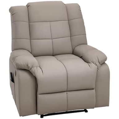 HOMCOM Fauteuil de Massage Fauteuil de Relaxation massant avec Dossier inclinable manuellement et Repose-Pied Fauteuil TV revêtement synthétique télécommande Incluse Gris