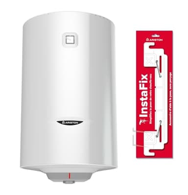 Lot Chauffe-eau Électrique Slim Ariston PRO 1 R 80 litres Ø450 mm + Support Mural Universel INSTAFIX, Pose Sans Perçage
