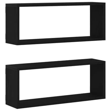 vidaXL Étagères murales avec étagère 2 pcs Chêne Noir 60 x 15 x 23 cm, Étagère Murale rectangulaire Moderne, Rangement stylé pour Le Salon, Gain de Place, Assemblage Facile