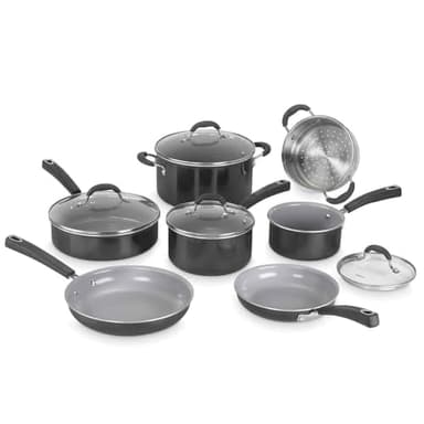 Cuisinart® Ceramica XT 11 pcs: casseroles, poêles, faitout, panier vapeur | Revêtement céramique titane | Sans PTFE/PFOA/PFAS | Poignées Cool Grip® | Chauffe rapide, couvercles verre