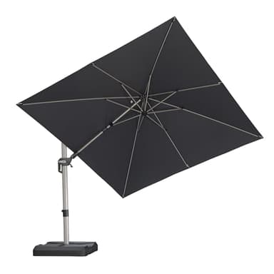 PURPLE LEAF Parasol Déporté 3 x 3 m Carré, Inclinaison Bilatérale et Rotation à 360°, Parasol Résistant au Vent, 8 Baleines en Aluminium Champagne, Toile anti-UV, Pour Patio, Terrasse, Piscine, Gris