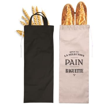 PZL CONCEPT Sac à Pain Tissu - Grand Sac pour Baguettes Entière et Viennoiseries - Favorise la Conservation et la Protection contre l’Humidité (Beige)