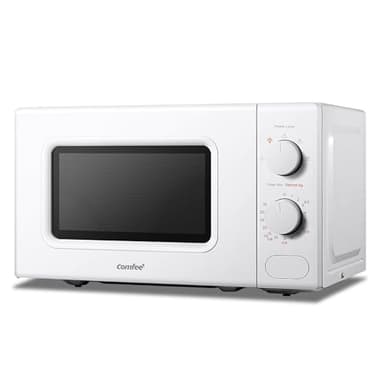 Comfee' CM-M202CC(WH) Four à micro-ondes compact avec la capacité de 20 litres, 700 W avec Commande manuelle, Convenable pour petites cuisines, 5 niveaux de puissance, Dége rapide, Blanc