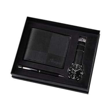 Coffret cadeau élégant pour homme - Ensemble de montres pour homme - Anniversaire - Noir - 21 x 15 x 2,5 cm