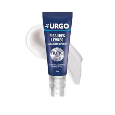 Urgo - Filmogel Fissures lèvres - Comble et répare la fissure - Apaise immédiatement, tout au long de la journée et protège lors des repas - 7 ml