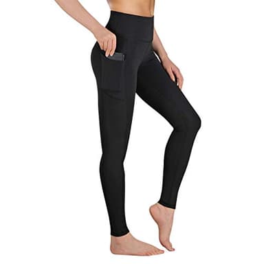 Occffy Legging de Sport Femme Pantalon de Yoga avec Poches Yoga Fitness Gym Jogging Taille Haute Leggings pour Femmes P107(Noir Matt, M)