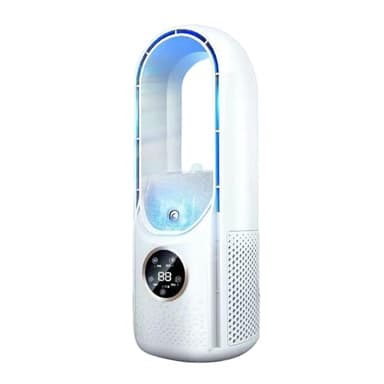 Pneterg Ventilateur Colonne Sans Pale - Ventilateur Tour Silencieux, Humidificateur et Ventilateur Rafraîchisseur, 6 Vitesses, 3 Modes, Minuterie, Ventilateur Colonne pour Maison et Bureau (Blanc)