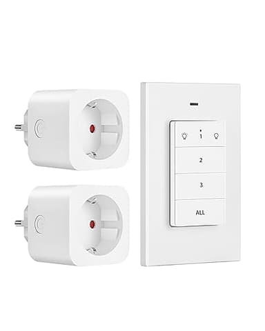 DEWENWILS Prise Telecommande sans Fil avec 2 Prises et 1 Interrupteur Mural Amovible, 30 m de Distance de Contrôle en Zone Ouverte, 16A/3680W, Prise Commandée Programmable et Extensible, Blanc