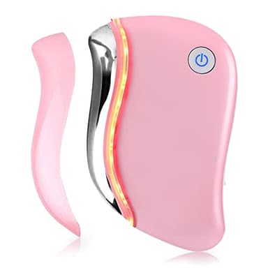 Aikertec Gua Sha Outil électrique chauffant 4 en 1 multifonction anti-âge pour le visage, contour et raffermissement du visage, double menton, éveil de la peau, traitement en profondeur
