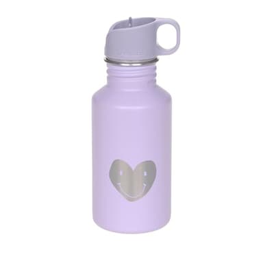 LÄSSIG Gourde en acier inoxydable sans BPA 500ml Enfants Crèche Maternelle anti-fuite avec bouchon Sport Drinking/Bottle Stainless Steel Little Gang Heart lilac