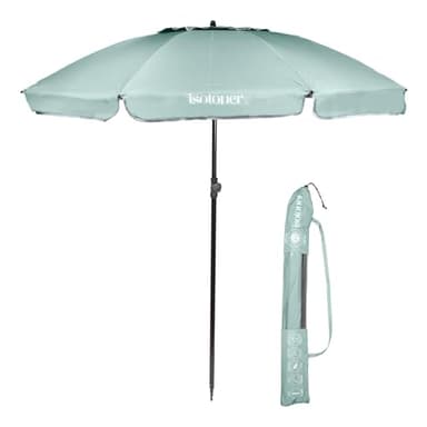 Isotoner Parasol de plage ultra résistant, structure anti vent, léger et anti uv upf50+ vert d'eau