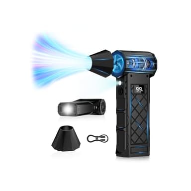 XJUGEZ Souffleur Air Comprimé avec Écran, Dépoussiéreur Electrique 130 000 tr/min avec Éclairage Auxiliaire LED et Lampe de Poche 3 Modes,Design Diamant,4 Vitesses pour Voiture,Clavier,Barbecue