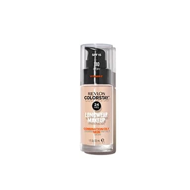 Fond De Teint Revlon, ColorStay Longue Tenue, Peaux Mixtes À Grasses, 24H Tenue + Soin, Formule Enrichie En Vitamine E, Nourrissante Et Protectrice, SPF 15 N°110 Ivory (30ml)