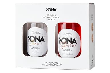 NONA Coffret Découverte 2x20cl | Spiritueux sans alcool: June & Spritz | Notes d’agrumes & goût Spritz fruité-amer | Idéal à offrir ou déguster | 0,0% vol | Élégant coffret mini
