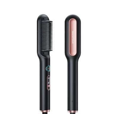 Wavytalk Brosse Lissante pour Cheveux, Fer à Lisser Ionique et Brosse à Cheveux 2 en 1, Lisseur Brosse en Céramique Anti-Brûlure avec Affichage, Double Tension (100-240V), Prise EU