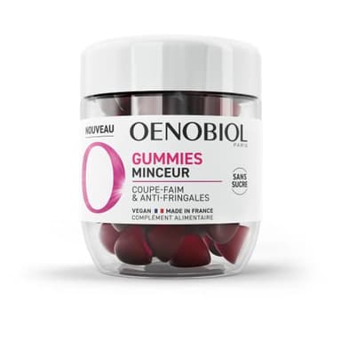 OENOBIOL-GUMMIES Minceur - Réduit les sensations de faim, limite les fringales - Programme 1 mois - 60 Gummies - Arôme naturel mûre cassis - Complément alimentaire - Sans Sucre - Vegan-Made in France