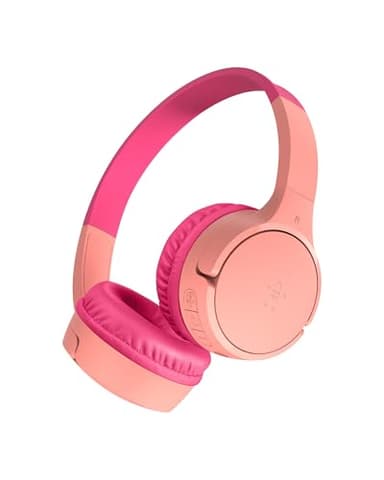 Belkin SoundForm Mini Casque Audio sans Fil pour Enfants avec Micro intégré (Circum-aural, autonomie de 30 h, pour Apprentissage, Voyages, Autocollants Amusants, pour iPhone, iPad, Galaxy) - Rose
