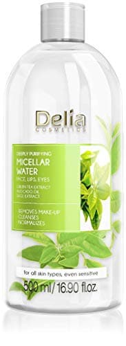 Delia Cosmetics - Eau micellaire purifiante - Nettoyant visage à l'extrait de thé vert et à l'huile d'avocat - Nettoyage en profondeur, rafraîchissant - Réduction de la production de sébum - 500 ml
