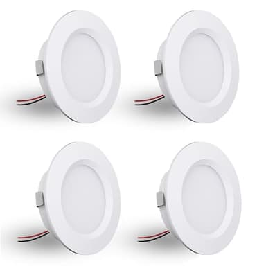 DYKUWEY Spot LED Encastrable,Spot led 12V Dimmable,3W spot encastrable extra Plat 14mm, IP44 spot salle de bain Trou 55mm,spots de plafond pour camping-car cuisine,Lot de 4 (Blanc,blanc Froid 6000k)