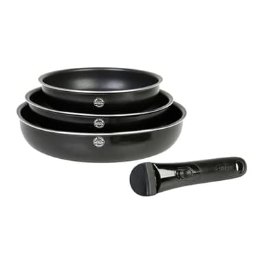 Sitram 715485 Lot de 3 Poêles Aluminium pressé SITRAMOVIBLE FAMILY Ø 20/24/28 cm, Revêtement intérieur anti-adhésif sans PFOA - manche amovible SITRAMOVIBLE - Tout feux dont induction