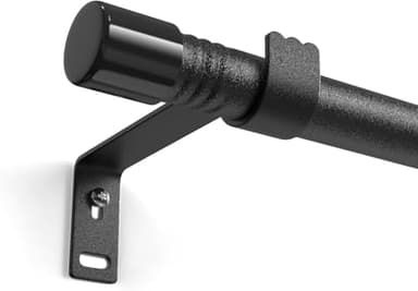 Tringles à rideaux noire 42-132cm, 16mm Diamètre petites tringles à rideau réglables pour fenêtres,cafe,cuisine,avec supports