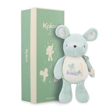 KALOO - Peluche à Son Souris - Doudou de Naissance sonore Souris – avec Clochette intégrée – Grelot – 28 cm – Matières recyclées - Compagnon câlin et ludique dès la Naissance - K210008