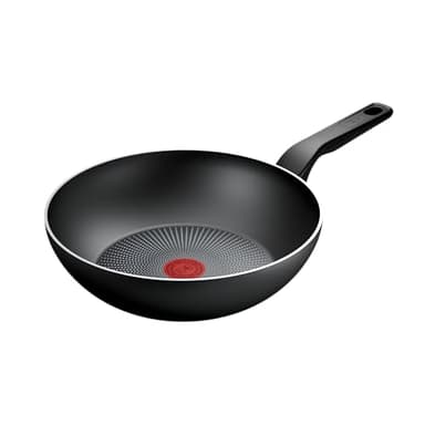 Tefal Recycled On C2971932 Poêle wok 28 cm 100% aluminium recyclé, revêtement antiadhésif, compatible avec plaques à induction, passe au lave-vaisselle, noir
