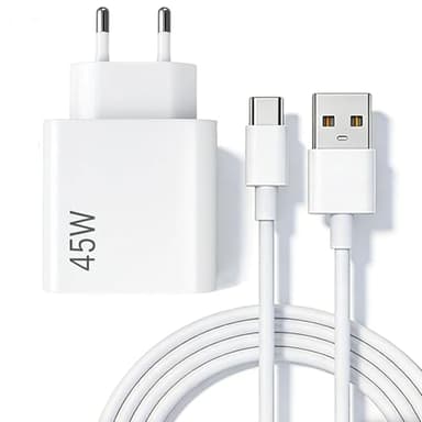 JEYXR 45W Chargeur Rapide avec Câble USB C 1m pour XiaoMi Note 14 14 Pro 15 5G, Chargeur USB C 45w,Chargeur Turbo pour Xiaomi Pad 5 Redmi Note 14 13 12 Mi 10T Pro Lite Redmi 15 15C POCO X7