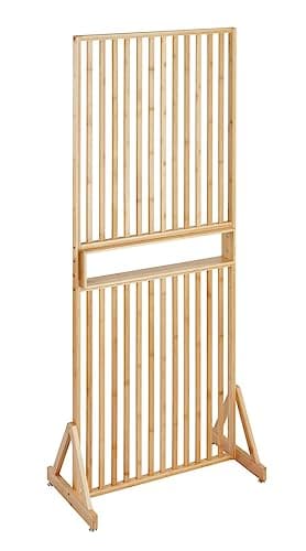 WENKO Séparateur de pièce Kailua, cloison de qualité 100% bambou avec étagère intégrée, idéal pour partager des pièces ou comme élément de déco, (l x h x p) : 72 x 178 x 40 cm, brun
