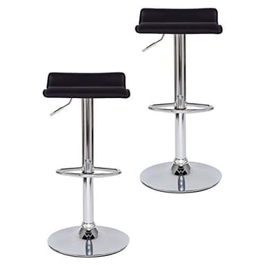 dibea Tabourets de Bar, Lot de 2, pivotants à 360°, réglables en Hauteur, supportant jusqu'à 130 kg, en Simili Cuir avec Dossier, avec Protection intégrée pour Le Sol et Repose-Pieds, Noir, Modèle 4