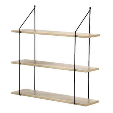 Calicosy - Étagère Murale 3 Niveaux - Décor Bois - Panneaux De Particules - Supports Métal - Étagère À Fixer - pour Séjour, Couloir, Salon Ou Chambre - Style Industriel - L 60 x P 15 x H 60 cm
