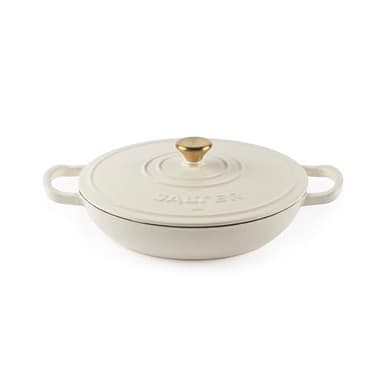 Salter Chester Cocotte en Fonte Émaillée Peu Profonde – Four Hollandais 30cm, Couvercle Auto-Arrosant, Fonte Durable, Compatible avec le Four, Convient à Tous Types de Plaques y Compris Induction