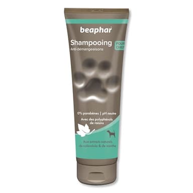 BEAPHAR – Shampoing Anti-démangeaisons pour chien – Extraits naturels de Calendula, de Menthe et du polyphénol de raisin – Apaise les démangeaisons et irritations – pH neutre et sans parben – 250ml