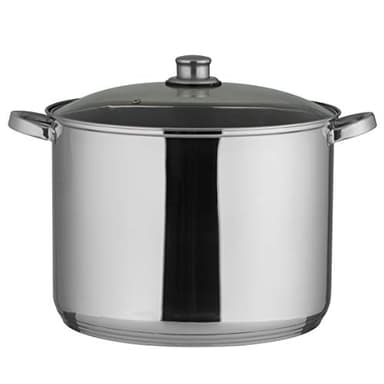 axentia Marmite Traiteur 20 Litres, Faitout en Acier Inoxydable avec Couvercle en Verre et Fond Sandwich Capsulé, Convient à Induction, env. Ø 32 cm, Argenté